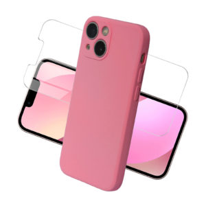 coque iPhone 13 mini Rouge Foncé en silicone avec Verre Trempé